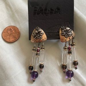 Tabra 14 k filled garnet and amethyst earrings